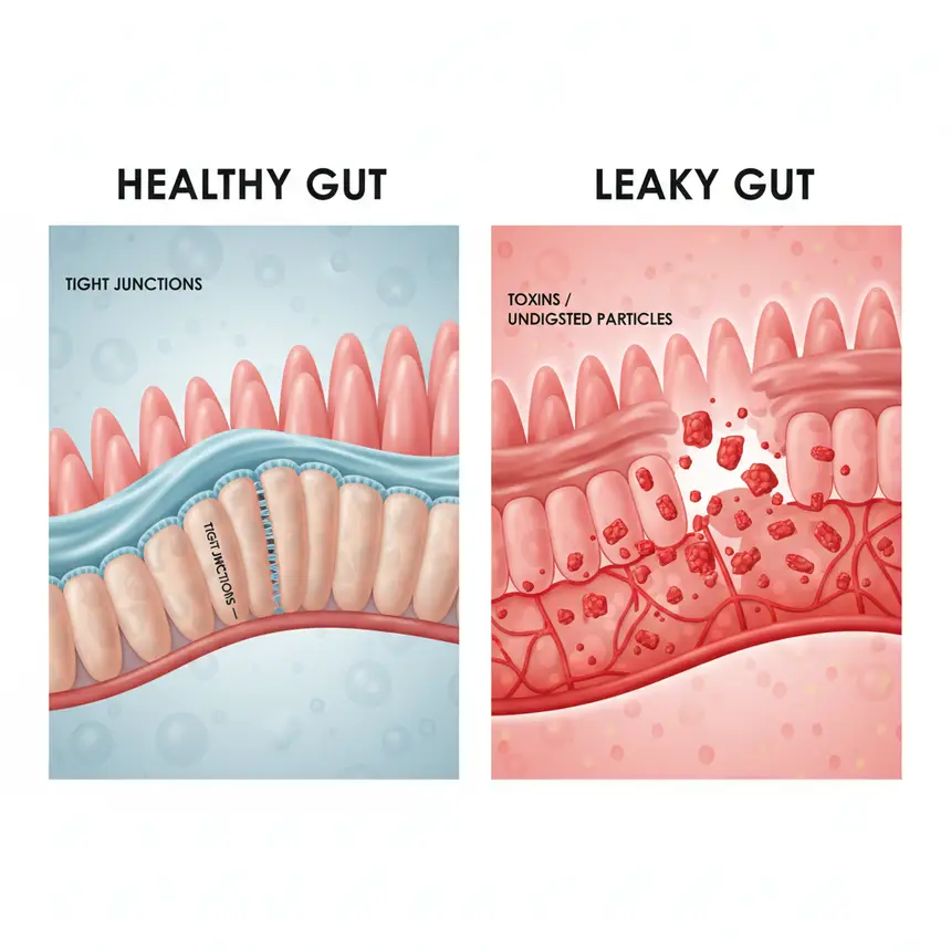 Leaky gut, damaged small intestine wall