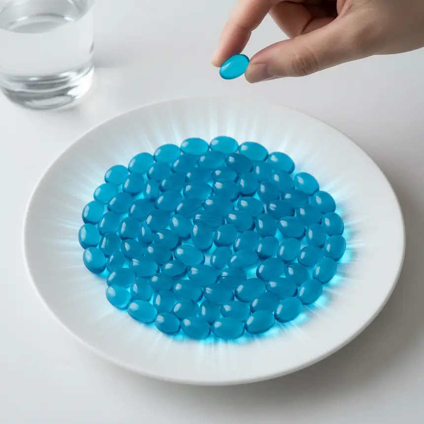 Small softgel capsules, Vitamin D supplement