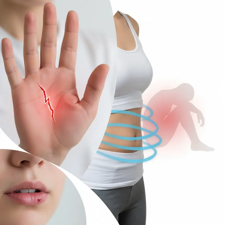 Persistent fatigue, frequent infections, slow wound healing