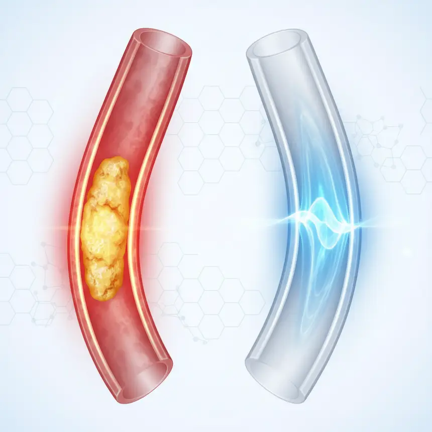 Comparison of a healthy artery versus a constricted, plaque-filled artery