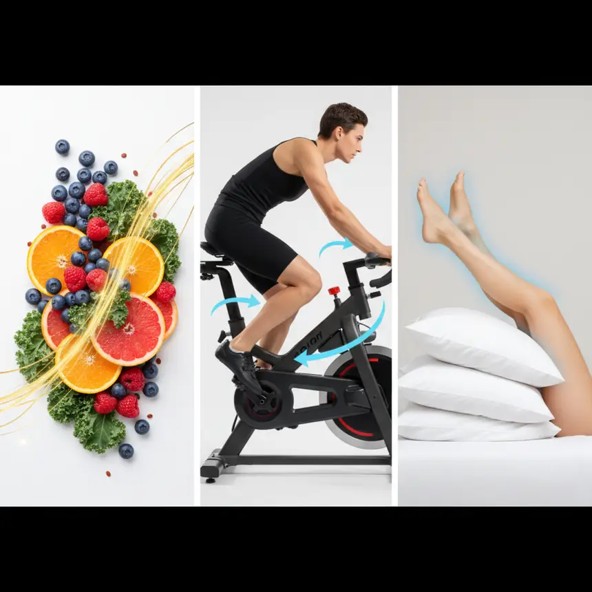 Nutrient-rich diet, exercise habits, leg elevation