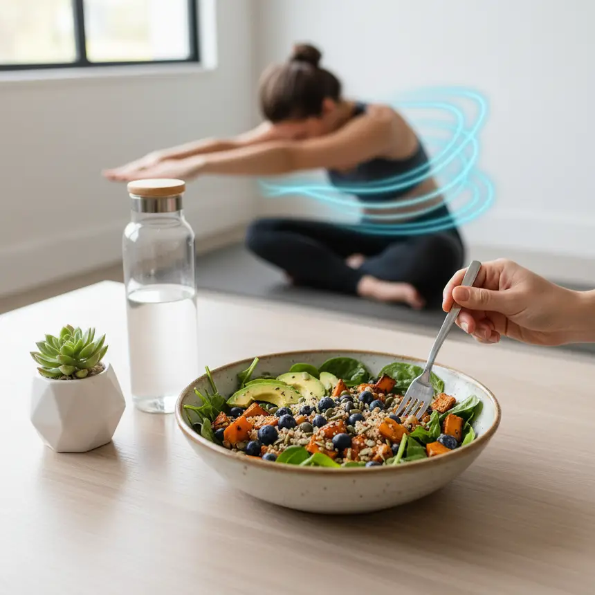 Balanced diet, stress management, healthy lifestyle