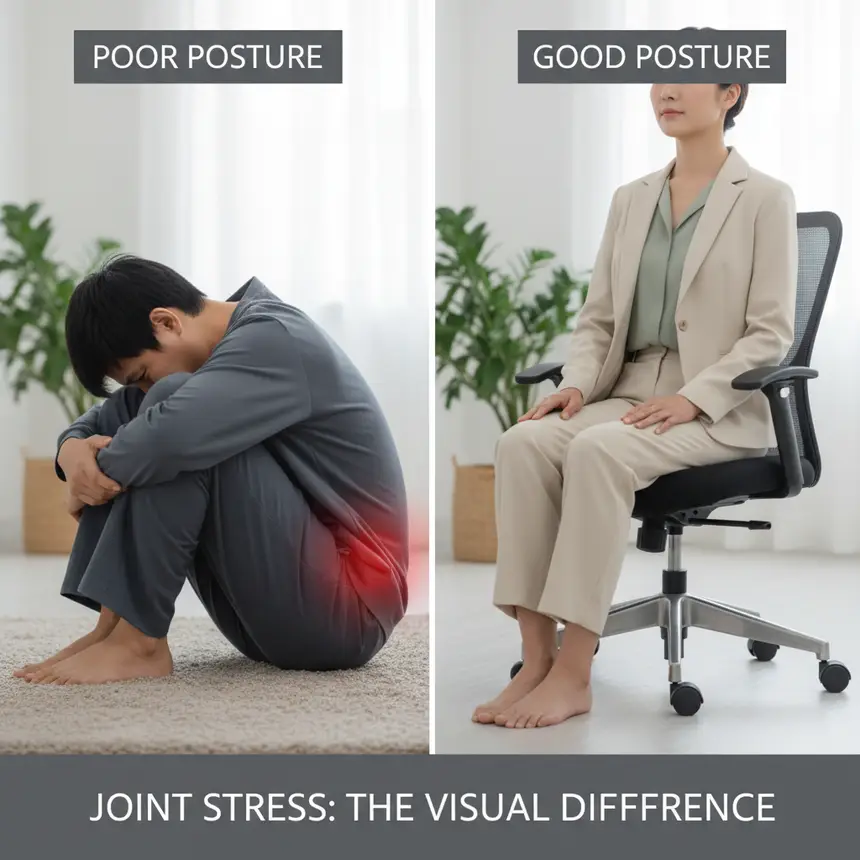 Correct posture versus poor posture