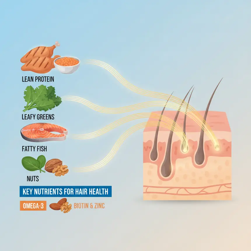 Hair nutrient infographic, healthy foods