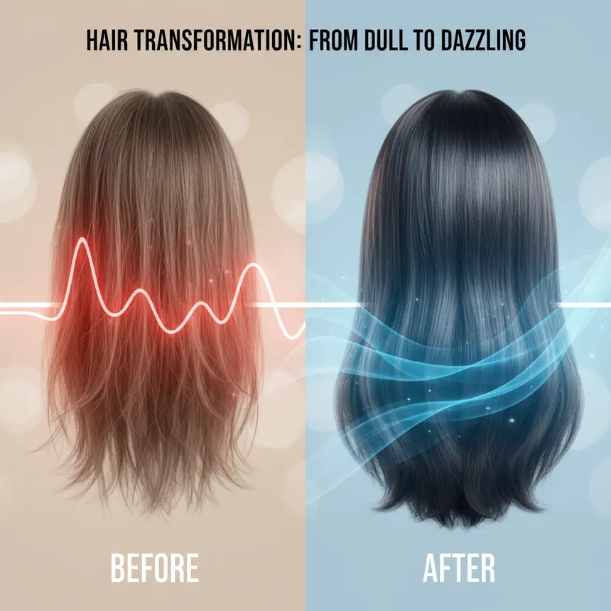 Hair transformation comparison, healthy hair
