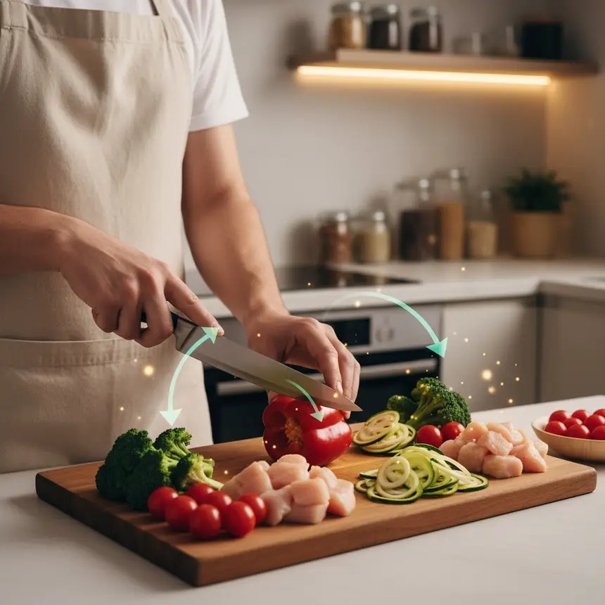 healthy diet implementation, meal preparation, wholesome cooking